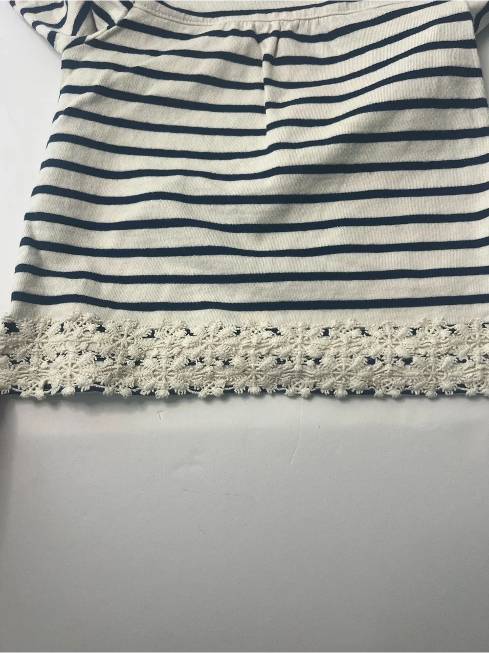 Girls 3T Carter's Navy & Cream Striped Long-Sleeve Top with Lace Trim
